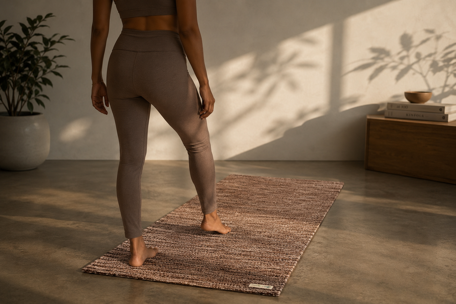 Practitioner seated upright on the round zafu with stable posture